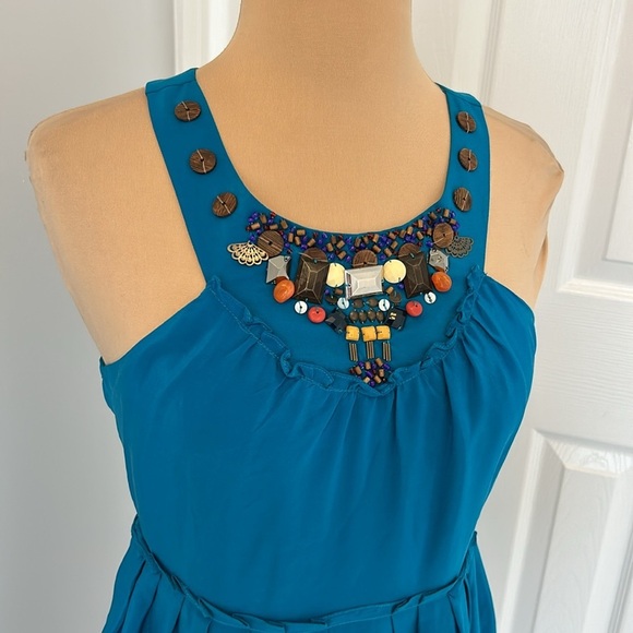 Anthropologie Moulinet Soeurs Island Nightfall Silk Embellished Dress - Picture 5 of 11